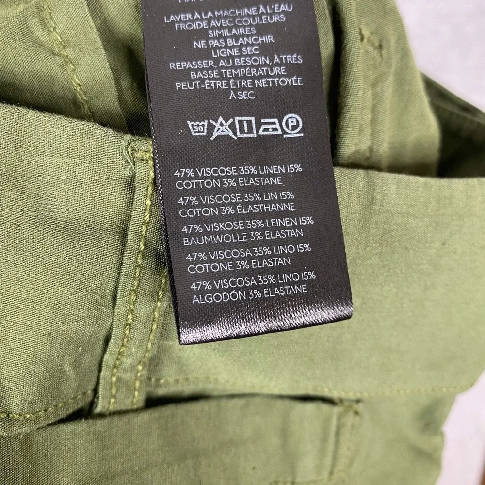 Anthropologie Maeve Green The Colette Wide Leg Linen Blend Crop Pants Size 23 - Picture 9 of 13